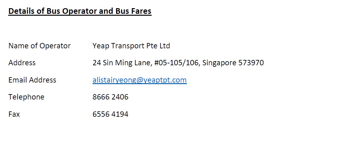 School Bus Operators and Bus fares